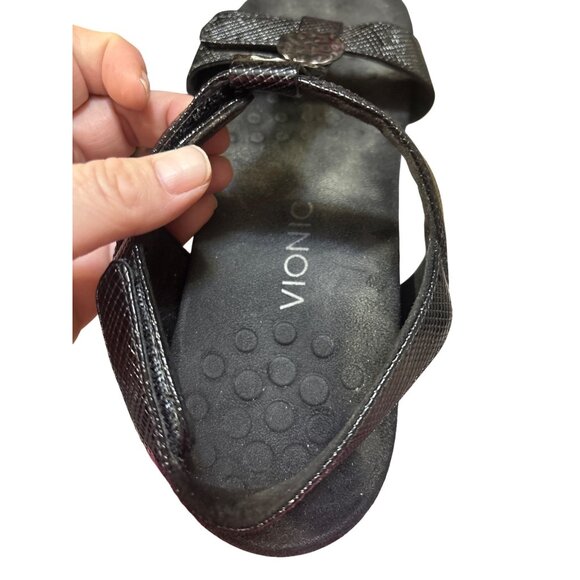 Vionic Womens Farra Black Lizard Sandals Size 10 Adjustable Straps Orthotic Supp - Picture 7 of 8